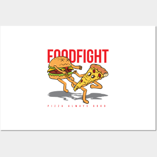 Pizza vs burger fight design Posters and Art